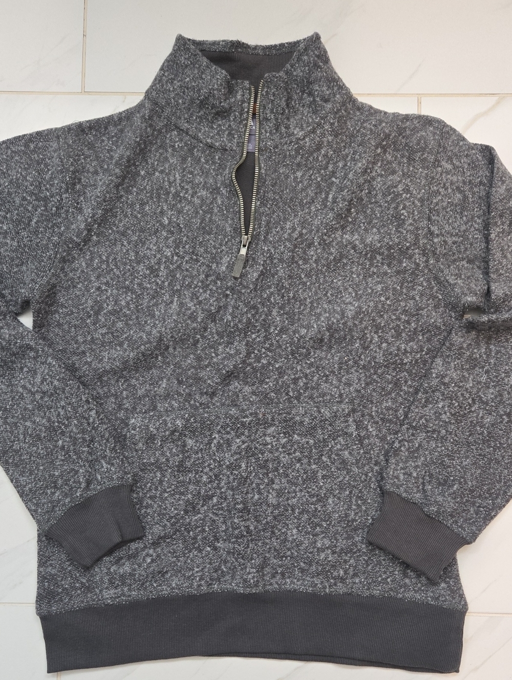 J. America Women's Dark Heather Gray Zip-Neck Sweater